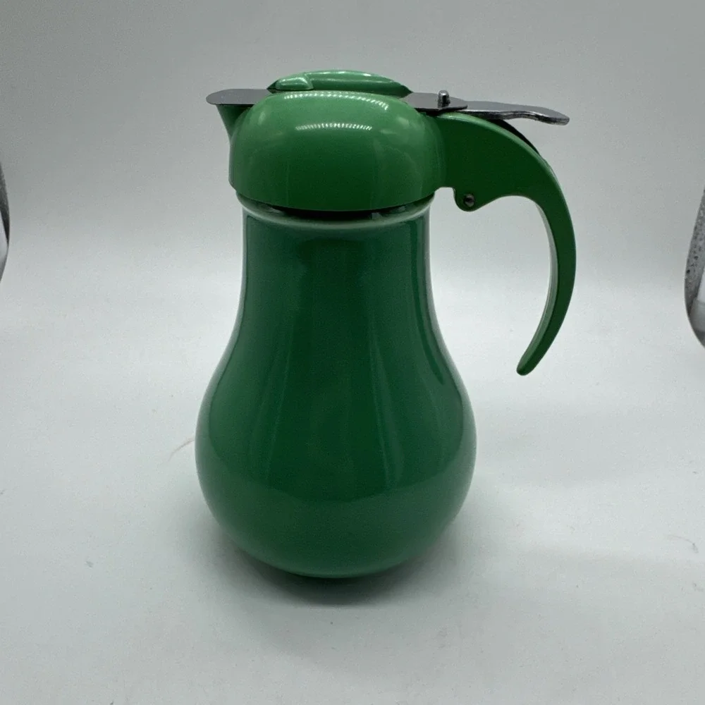 Vintage Fiesta Syrup Pitcher Original Green w Lid, Very Nice Shape